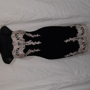 Crochet Lace Patch Bodycon Dress